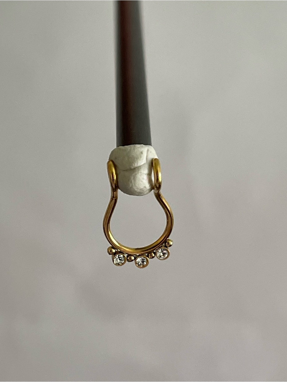 Gold Septum Clip On Hoop with Crystal Accents - Picture 5 of 6